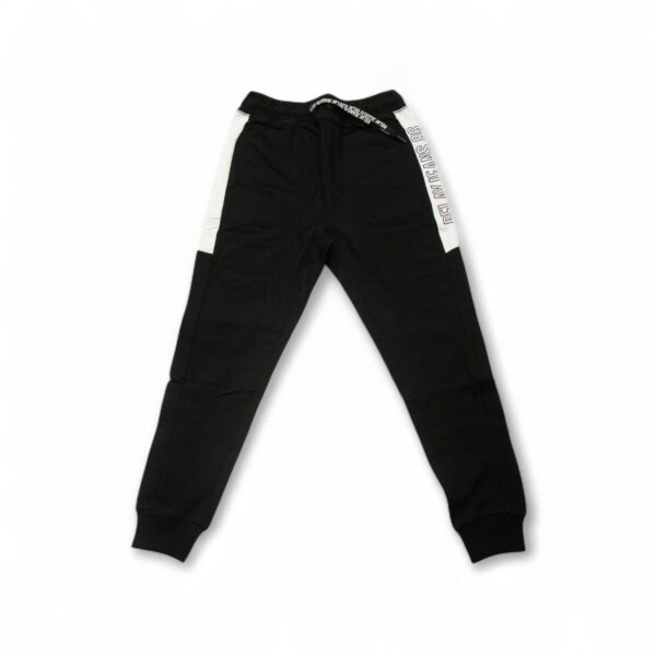 Black Joggers with Refined White Stripe - Image 1