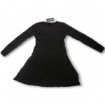 Long-Sleeve Flare Dress with Textured Elegance - Image 2
