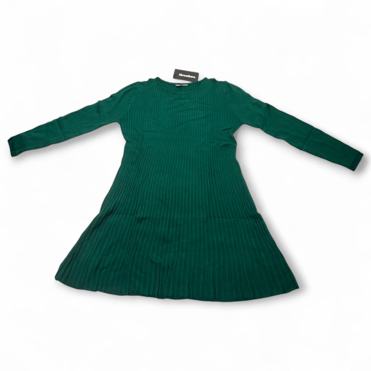 cabe75f3-ca94-4d76-88ec-93e15e643c4a Long-Sleeve Flare Dress with Textured Elegance Black - Image 5